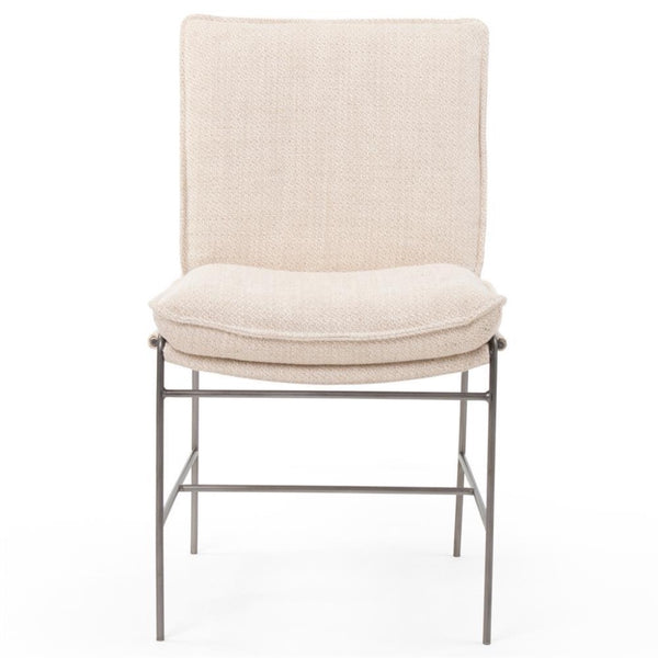 Jurson Modern White Performance Upholstered Grey Iron Dining Side Chair