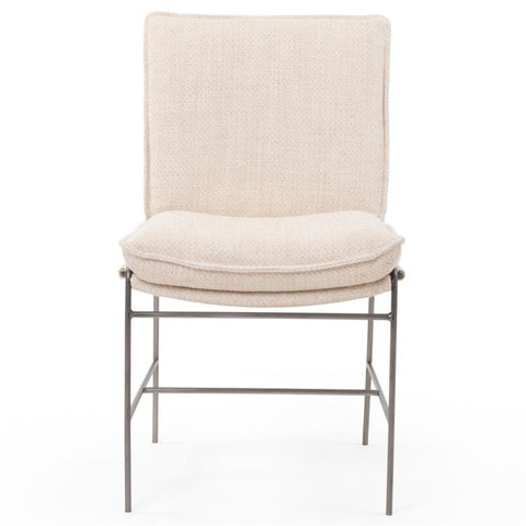 Jurson Modern White Performance Upholstered Grey Iron Dining Side Chair