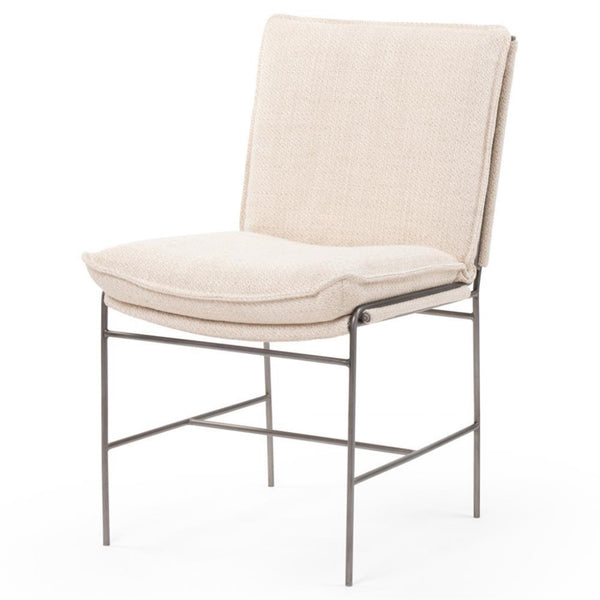 Jurson Modern White Performance Upholstered Grey Iron Dining Side Chair
