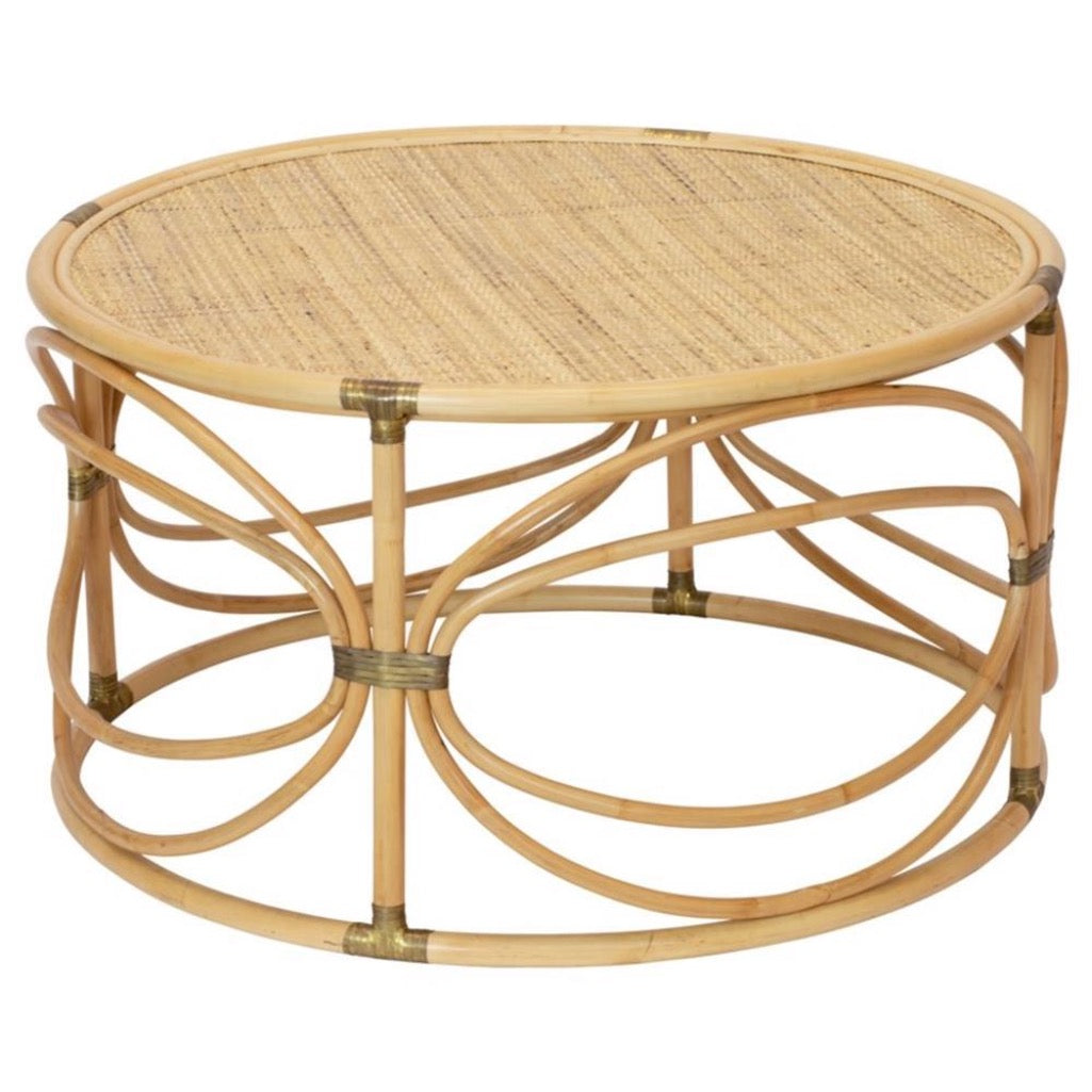 Maricel Coastal Beach Natural Brown Rattan Round Round Coffee Table