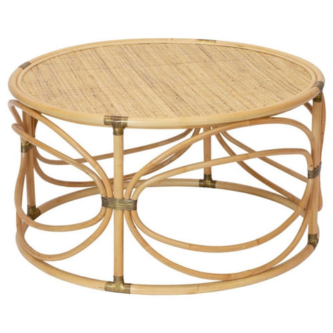 Maricel Coastal Beach Natural Brown Rattan Round Round Coffee Table